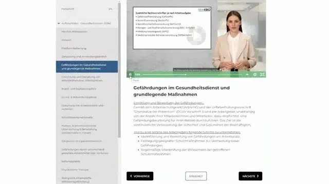 Blick in den Online-Kurs Aufbaumodul Gesundheitswesen