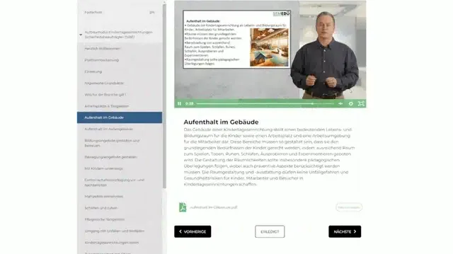 Blick in den Online-Kurs Aufbaumodul Kita