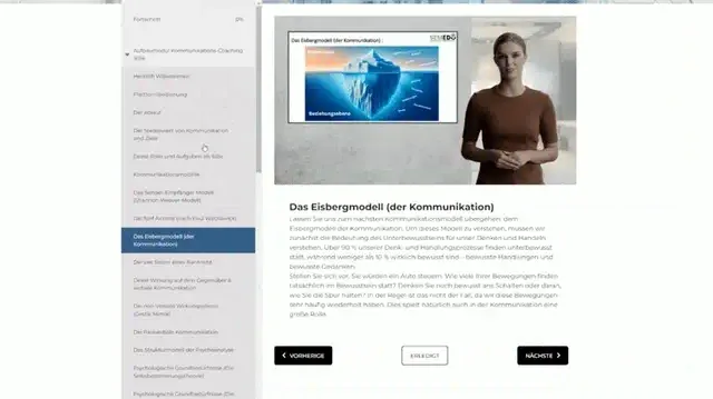 Blick in den Online-Kurs Aufbaumodul Kommunikation