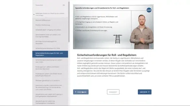 Aufnahme aus dem Kurs Befähigte Person zur Prüfung von Leitern und Tritten