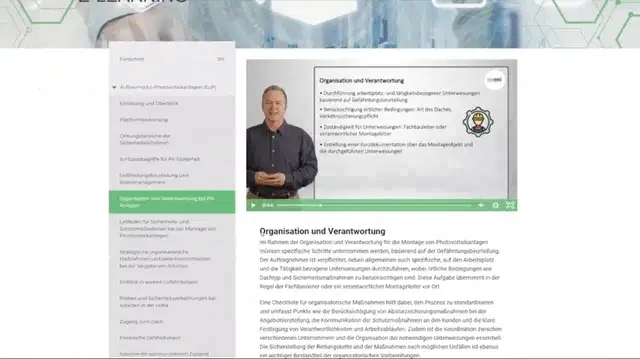 Blick in den Online-Kurs Aufbaumodul Photovoltaik