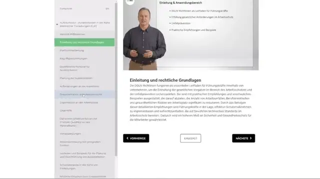 Blick in den Online-Kurs Ausästarbeiten an Freileitungen