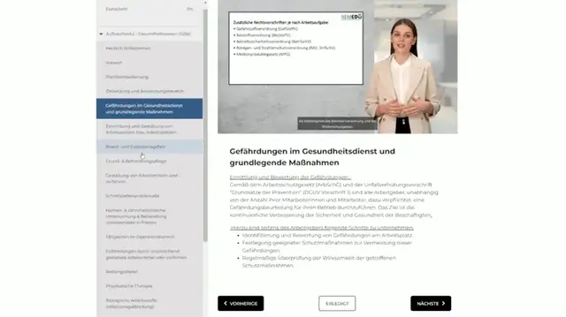Blick in den Online-Kurs Aufbaumodul Gesundheitswesen