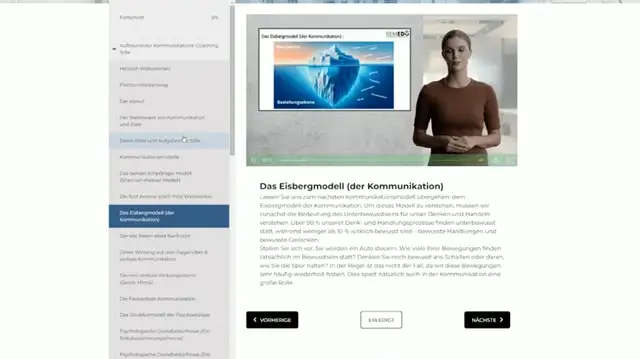 Blick in den Online-Kurs Aufbaumodul Kommunikation