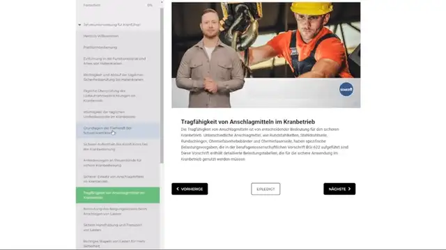 Blick in den Online-Kurs Jahresunterweisung Kranführer