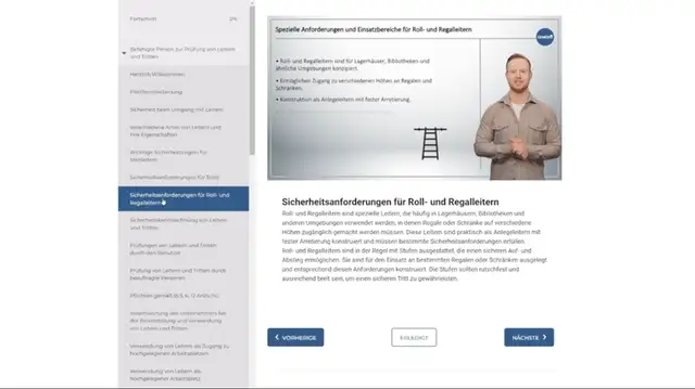 Aufnahme aus dem Kurs Befähigte Person zur Prüfung von Leitern und Tritten