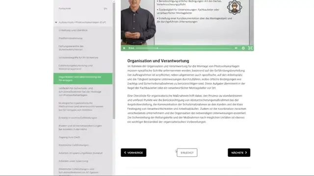 Blick in den Online-Kurs Aufbaumodul Photovoltaik